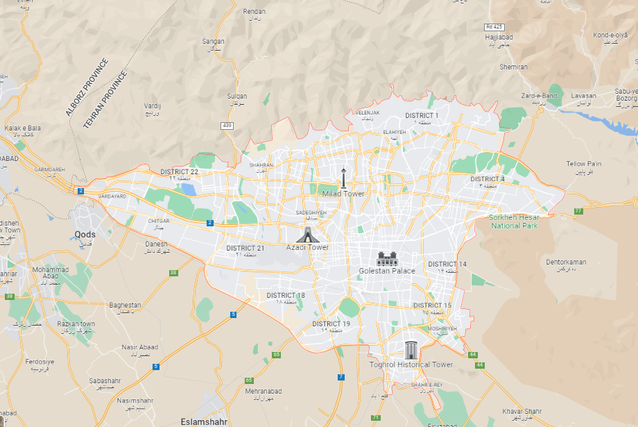 نقشه برنامه سفر تهران